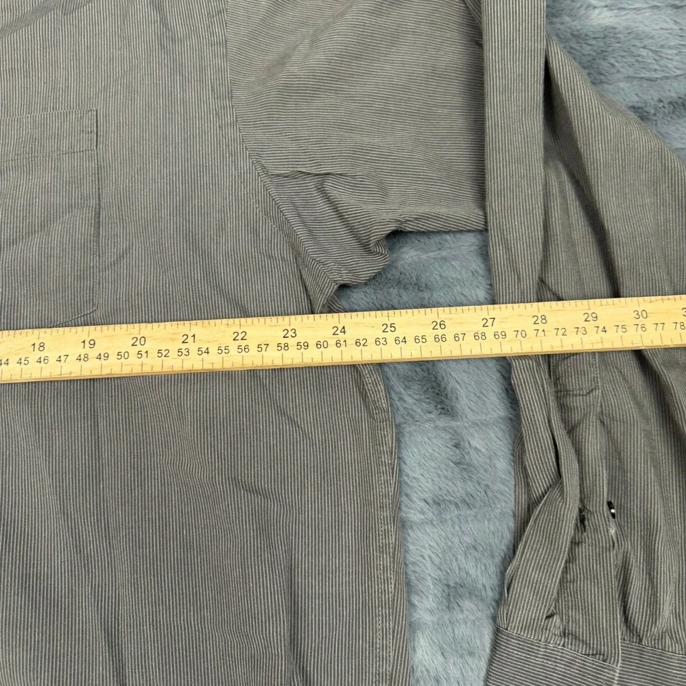Banana Republic Mens Grey White Micro Stripe Cotton Button Down Shirt Large L
